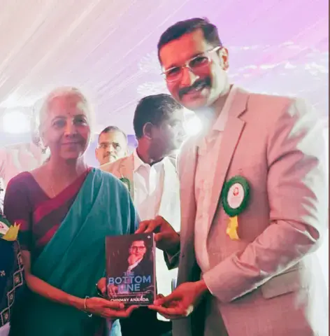 Nirmala Sitharaman, Union Finance Minister with Chinmay Ananda's book