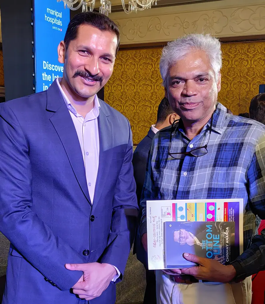 Prakash Belawadi, Artist, Director, Activist, Journalist with Chinmay Ananda's book