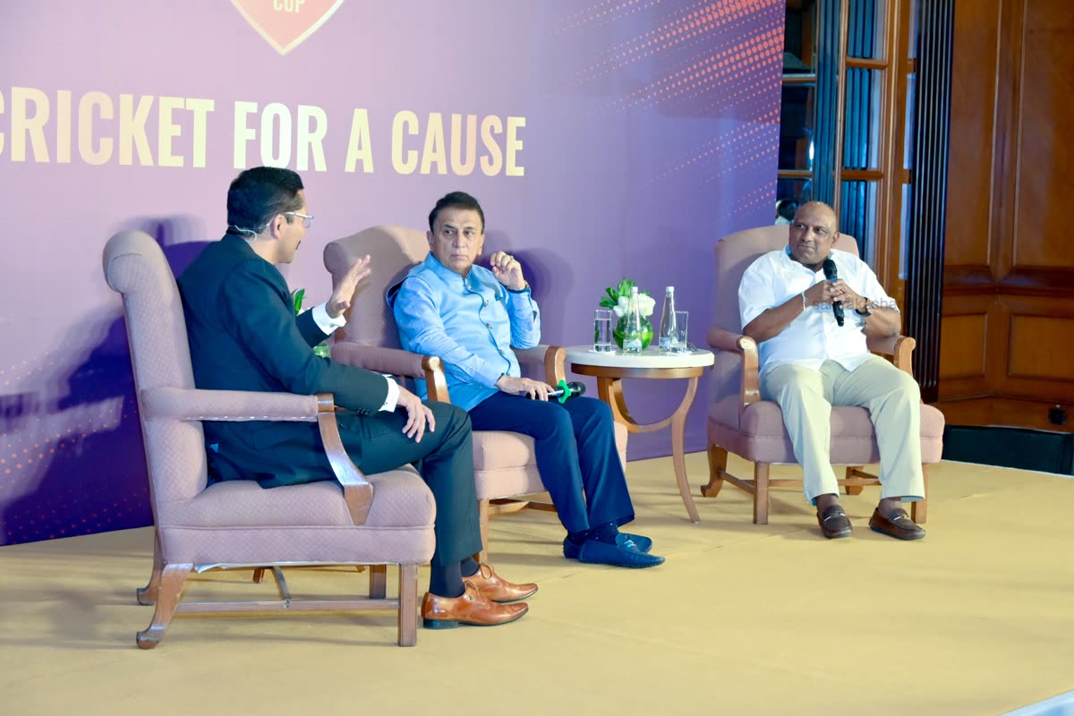 Chinmay moderating the Cricket for a Cause panel